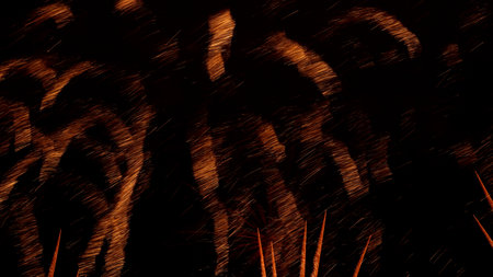 background image : random orange lines on black backgroundの写真素材