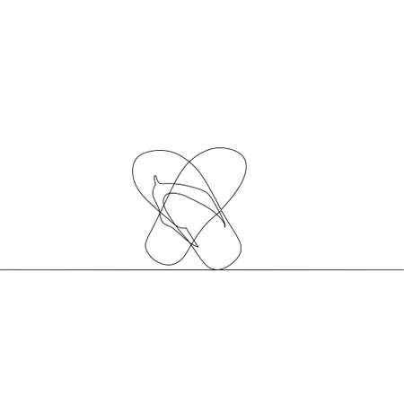 Continuous line drawing of sandal, object one line, single line art, vector illustrationのイラスト素材