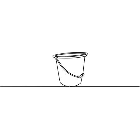 Continuous line drawing of Bucket, object one line, single line art, hand drawn, vector illustrationのイラスト素材