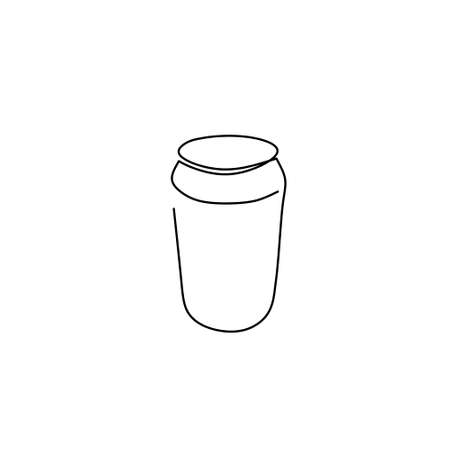 Continuous line drawing of beverage cans, object one line, single line art, hand drawn, vector illustrationのイラスト素材