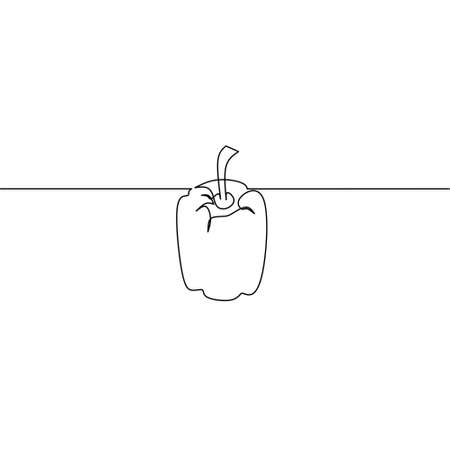 Continuous line drawing of paprika, vegetable design, object one line, single line art, vector illustrationのイラスト素材