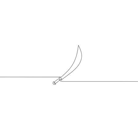 Continuous line drawing of sword, object one line, single line art, hand drawn, vector illustrationのイラスト素材