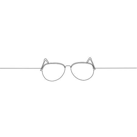 Continuous line drawing of eye glasses, object one line, single line art, hand drawn, vector illustrationのイラスト素材