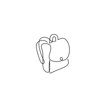 Continuous line drawing of backpack, object one line, single line art, hand drawn, vector illustrationのイラスト素材
