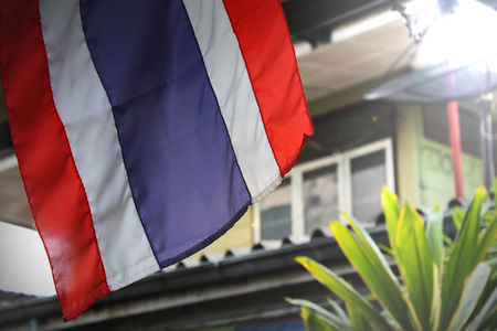A Thailand national flag in the morningの写真素材
