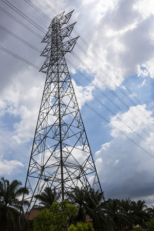 High voltage post or High voltage towerの写真素材