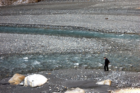 Man  unidentified  and nature, in taroko gorge, Hualien, taiwanの写真素材