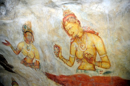  Frescoes from the Anuradhapura period, in Sigiriya, Sri Lankaのeditorial素材