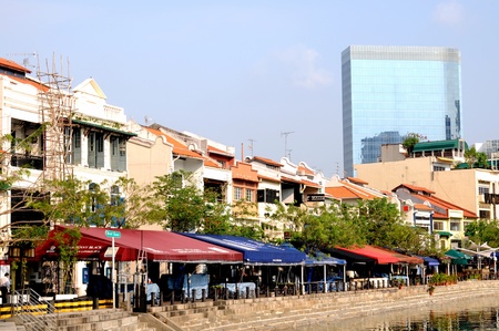 Boat quay shop houses in Singaporeのeditorial素材