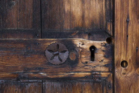 View of a particular of a wooden doorの写真素材