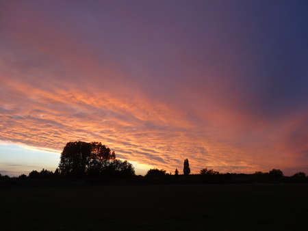 Sunset in the countryside of Emilia Romagna, Italy.の写真素材