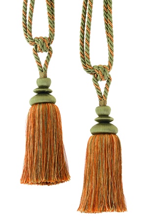 Two Tassels for curtain, isolated on white backgroundの写真素材