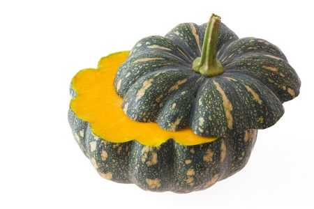 Green Pumpkin isolated on white backgroundの写真素材