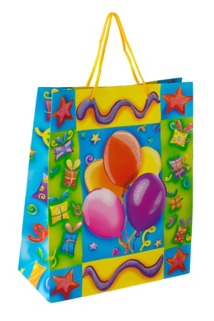 Shopping bag with  balloon motive  isolated on white background.の写真素材
