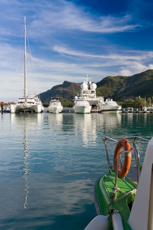 A beautiful view of marina at Eden Island, Seychelles の写真素材