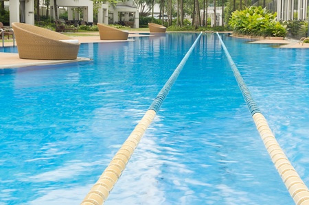 Swimming path in beautiful crystal cline swimming pool の写真素材
