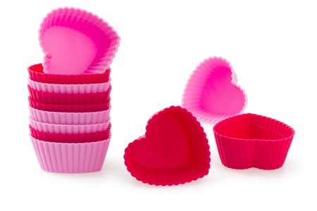 Red and pink Heart Shaped Silicon Bun Cases の写真素材