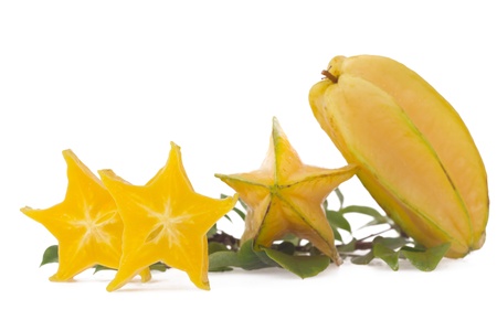 Starfruit, carambola isolated on white backgroundの写真素材