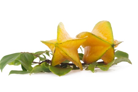 Starfruit, carambola fruit isolated on white backgroundの写真素材