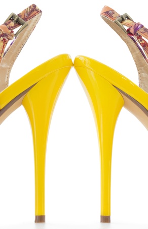 Element of Yellow women stiletto shoes high heels, isolated on white background の写真素材