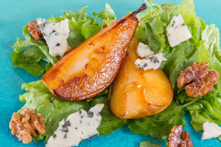 Salad with caramelised pears,walnuts and blue cheeseの写真素材