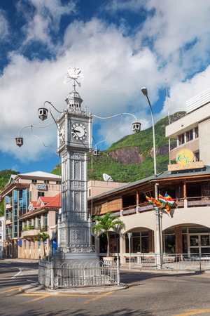 Clock tower in Victoria, Mahe, Seychelles, modeled on that of Vauxhall Clock Tower in London, England のeditorial素材