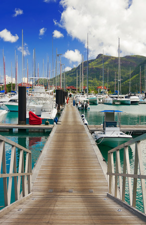 Pier at Eden Island, Mahe, Seychellesの写真素材