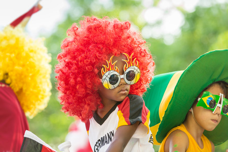 VICTORIA, SEYCHELLES â April 26, 2014: Kids at the Carnival International de Victoria in Seychellesのeditorial素材
