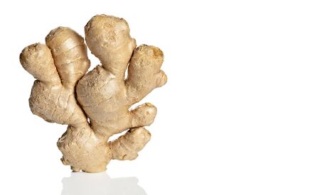 Ginger root isolated on white background with reflection の写真素材