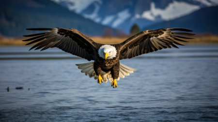 Bald Eagle in flight, natural environment,の素材
