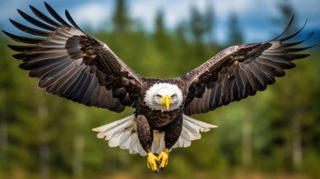 Bald Eagle in flight, natural environment,の素材