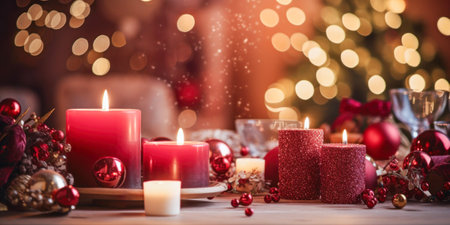 Glistening Night: Festive Candles and Bulbs"の素材