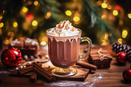 Magical Moments: Savoring Hot Chocolate Amid Christmas Decor.の素材