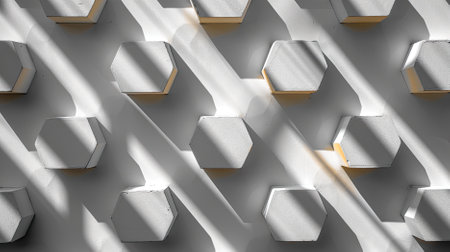 Geometric shapes on a wall with shadows, highlighting the interplay of light and form, suited for architectural and design themes, backgroundの写真素材