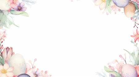 Celebrate Easter with Style: Hand-Drawn Easter Elements on Letter Paper, Bursting with Color and an Open Center for Customizationの写真素材