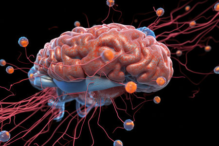 A high-definition 3D rendering of brain neurons, showcasing the complexity and beauty of the human mindの素材