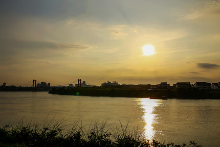 Yongjiang river sunsetの写真素材