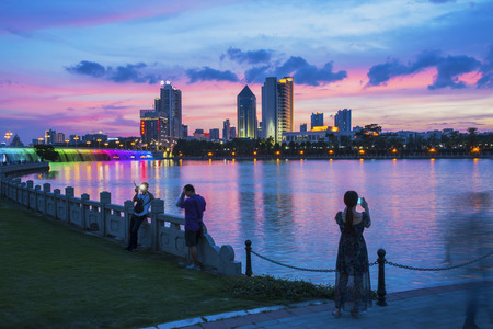 Sunset glow of Nanhu Lake, Nanningのeditorial素材