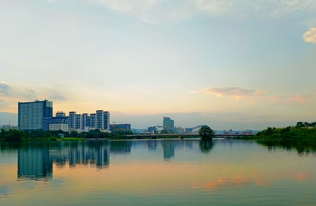 sunset scenery in parkのeditorial素材