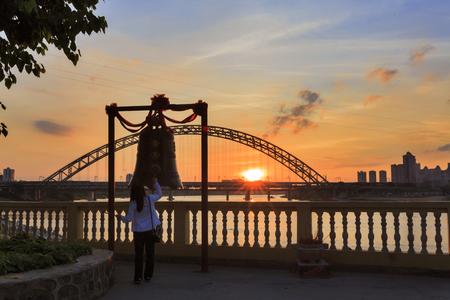 Yongjiang river sunsetの写真素材