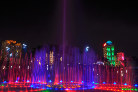 Fountain show  at Square, night viewのeditorial素材