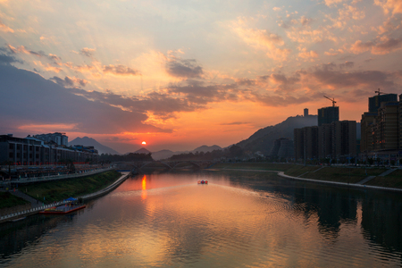 Sunset on the waterfrontのeditorial素材