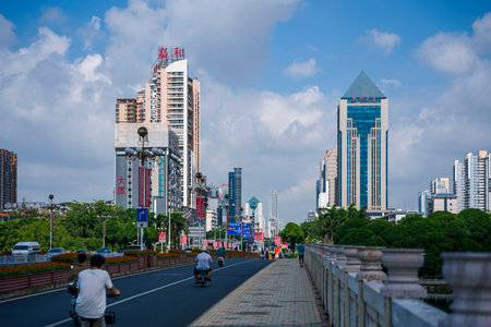 The scenery of Nanhu Lake in Nanning Cityのeditorial素材