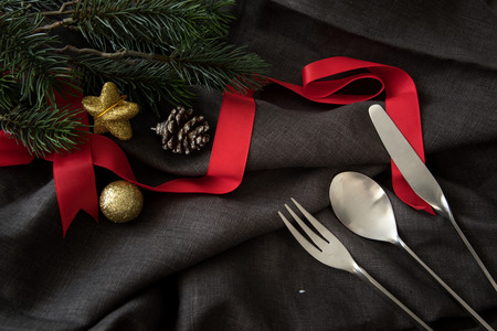christmas new year  party with utensil dinner background celebrate time of happy