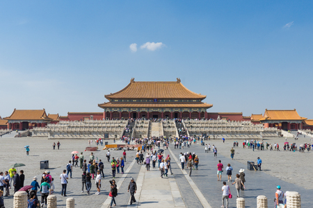 Palace Museum exterior full of touristのeditorial素材