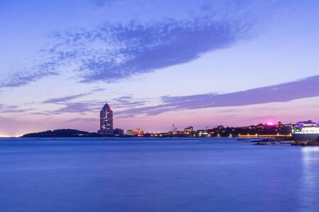 Night view of Qingdao, Shandong, Chinaの写真素材