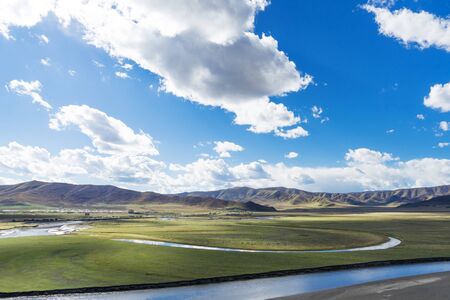 Moon Bay Scenic Spot, Aba Prefecture, Sichuan, Chinaの写真素材