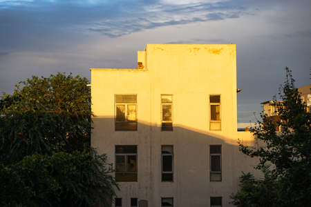 Residential building in the sunset