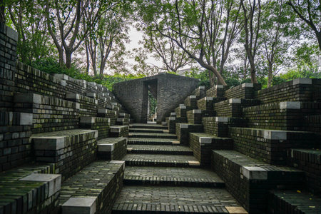 Stone brick street garden artのeditorial素材