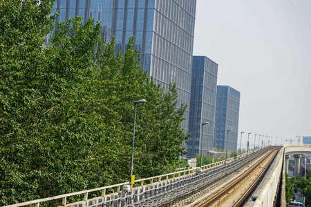 High-altitude subway trackの写真素材